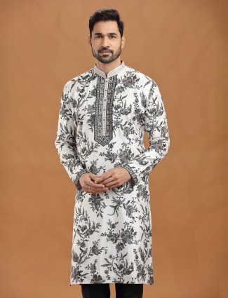 Black white floral viscose kurta outfit
