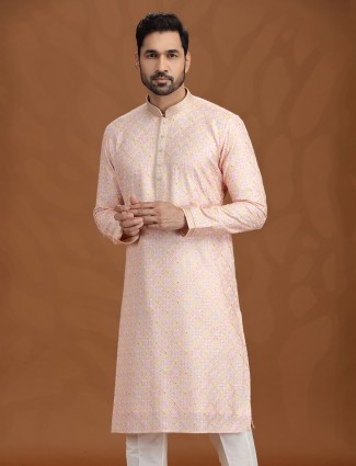 Elegant gold pink viscose kurta suit for festive