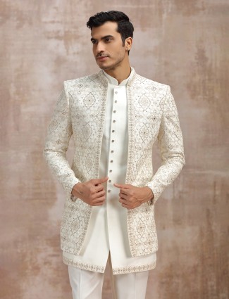 Cream silk indowestrn for reception