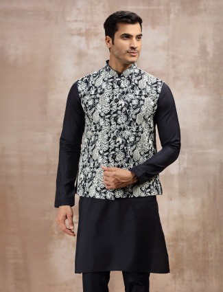 Navy cotton silk mens waistcoat set for wedding