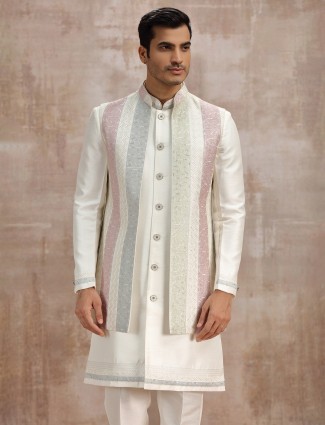 White long waistcoat set for wedding occasions