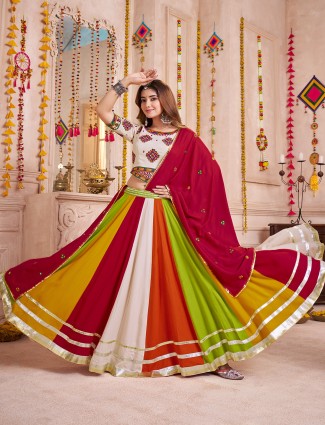 Elegant beige embroidered navratri chaniya choli