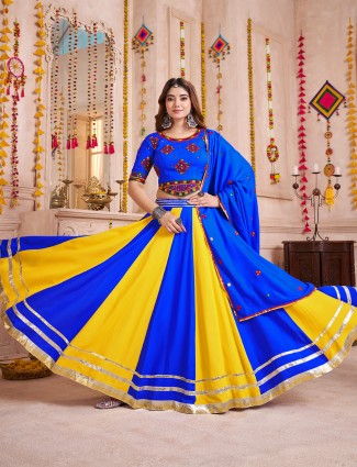Graceful blue yellow festive chaniya choli