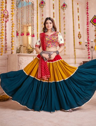 Vibrant multi colour mirror work chaniya choli