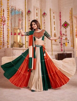 Multi colour vibrant festive navratri chaniya choli