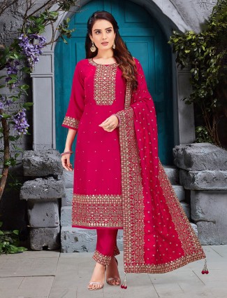 Light pink silk festive salwar kameez