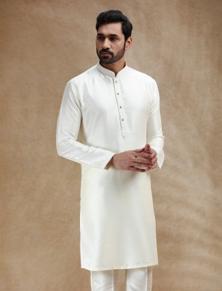 Cream men kurts pajama in cotton silk