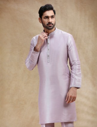 Lilac purple cotton silk kurta pajama for men