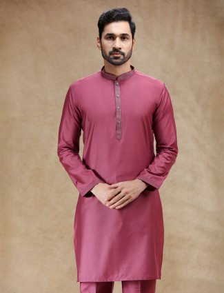 Wine men cotton silk kurta pajama