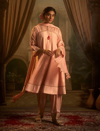 Light pink silk salwar suit for festivals