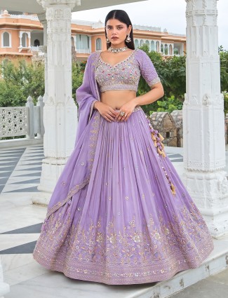 Lilac purple silk wedding lehenga choli