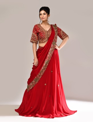 Maroon silk zardosi designer wedding lehenga choli