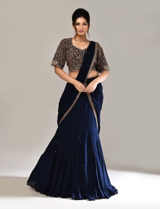 Navy chiffon festive lehenga choli