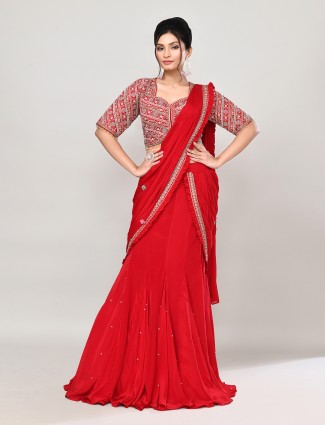 Brown silk lehenga choli with stunning ready made blouse