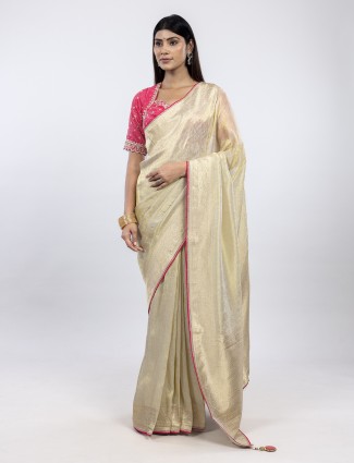 Grey tissue silk saree opulence