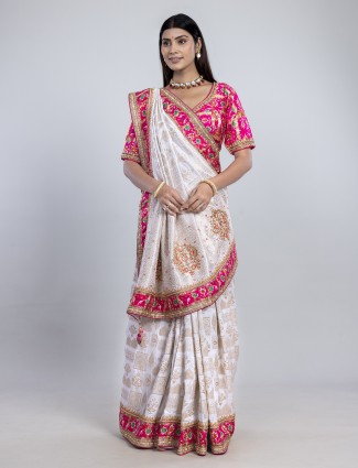 Pink printed lycra swarovski accent ready blouse glow