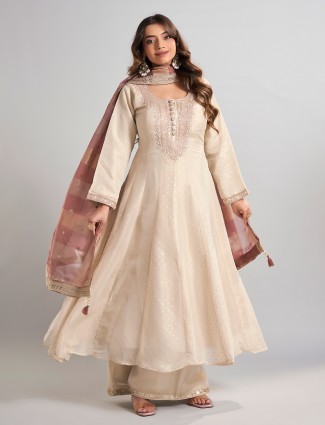 Cream georgette silk palazzo with dupatta Cream georgette silk palazzo with dupatta
