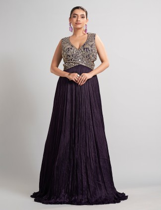 Purple silk designer floor length suit for weddings Purple silk designer floor length suit for weddings