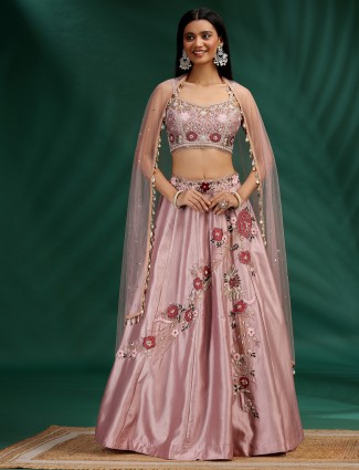 Onion pink silk bridal lehenga choli