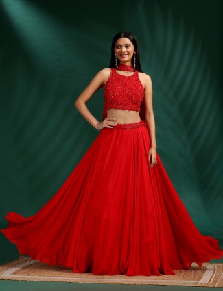 Red silk lehenga choli for wedding