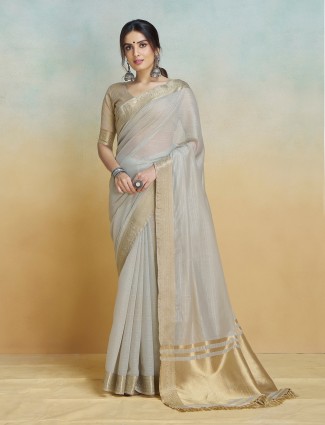 Grey silk timeless celebration drapes saree