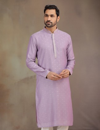 Lilac purple zari detailedkurta pajama silk