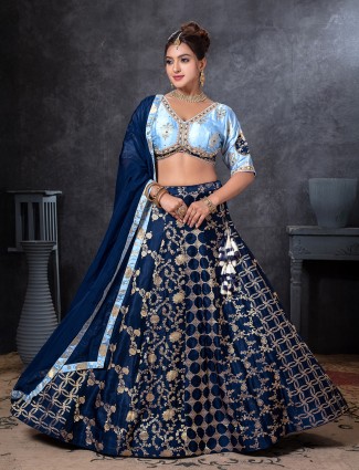 Brown silk lehenga choli with stunning ready made blouse