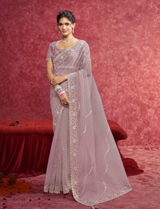 Light blue designer net Saree
